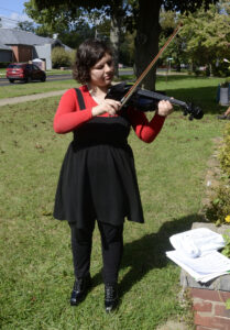 Leanna Mair Lamm practices the violin.